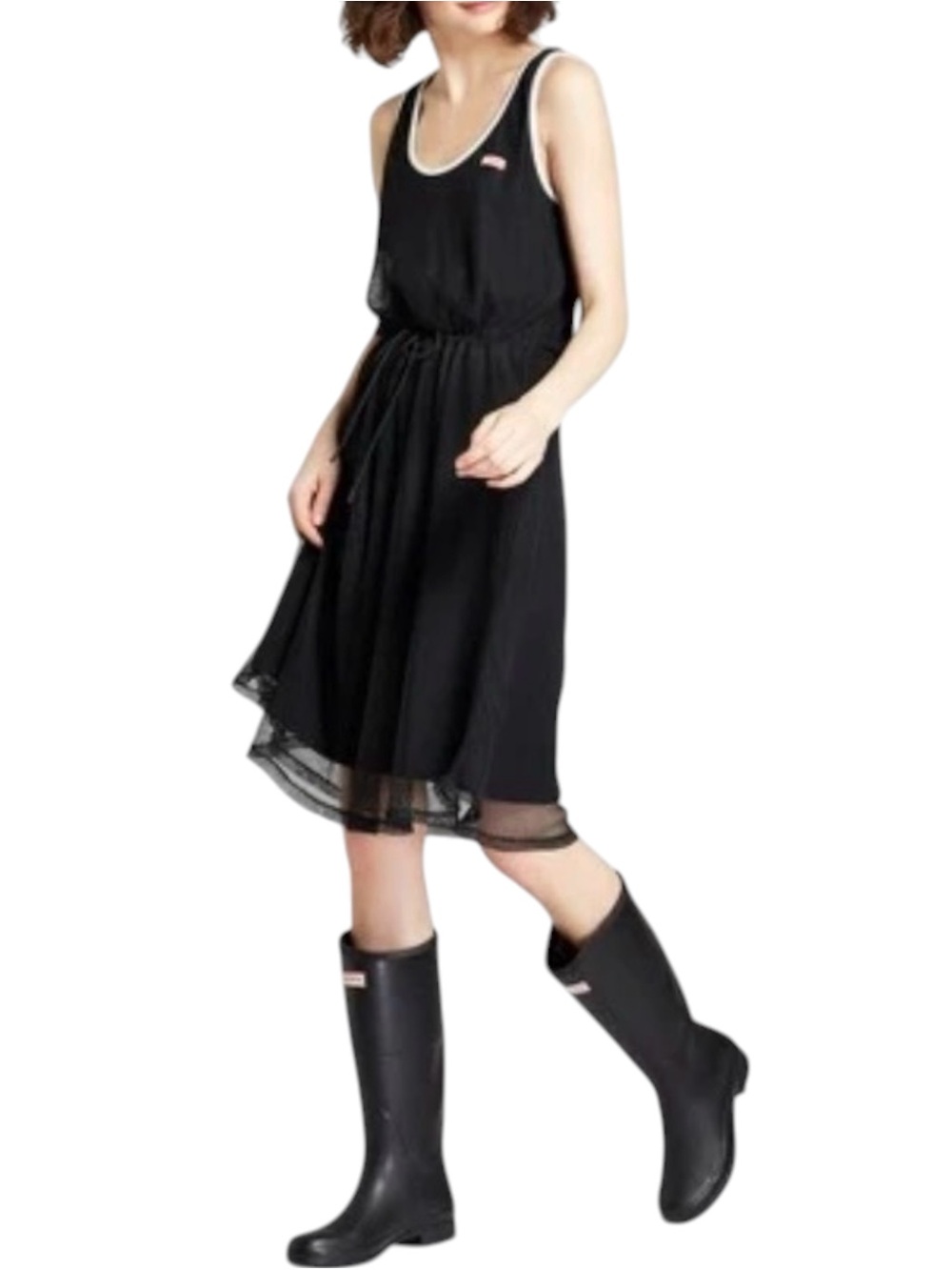 NEW Hunter x Target Black Sleeveless Netted Lined Midi Dress